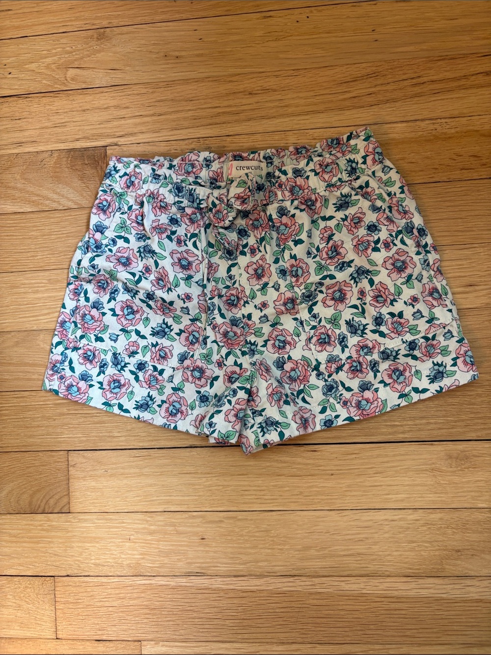 Crewcuts White Shorts with Pink & Green Floral Print, size 6